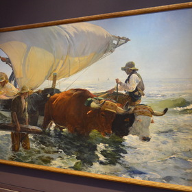 Хоакин Соролья-и-Бастида " Возвращение рыбаков; вытягивание лодки  ", 1894г. - Музей Д'Орсе, Париж